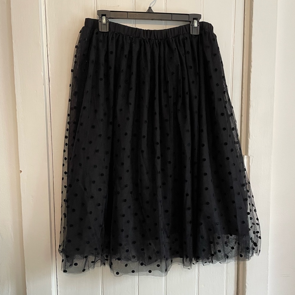 Banana Republic Black Polka Dot Midi Skirt